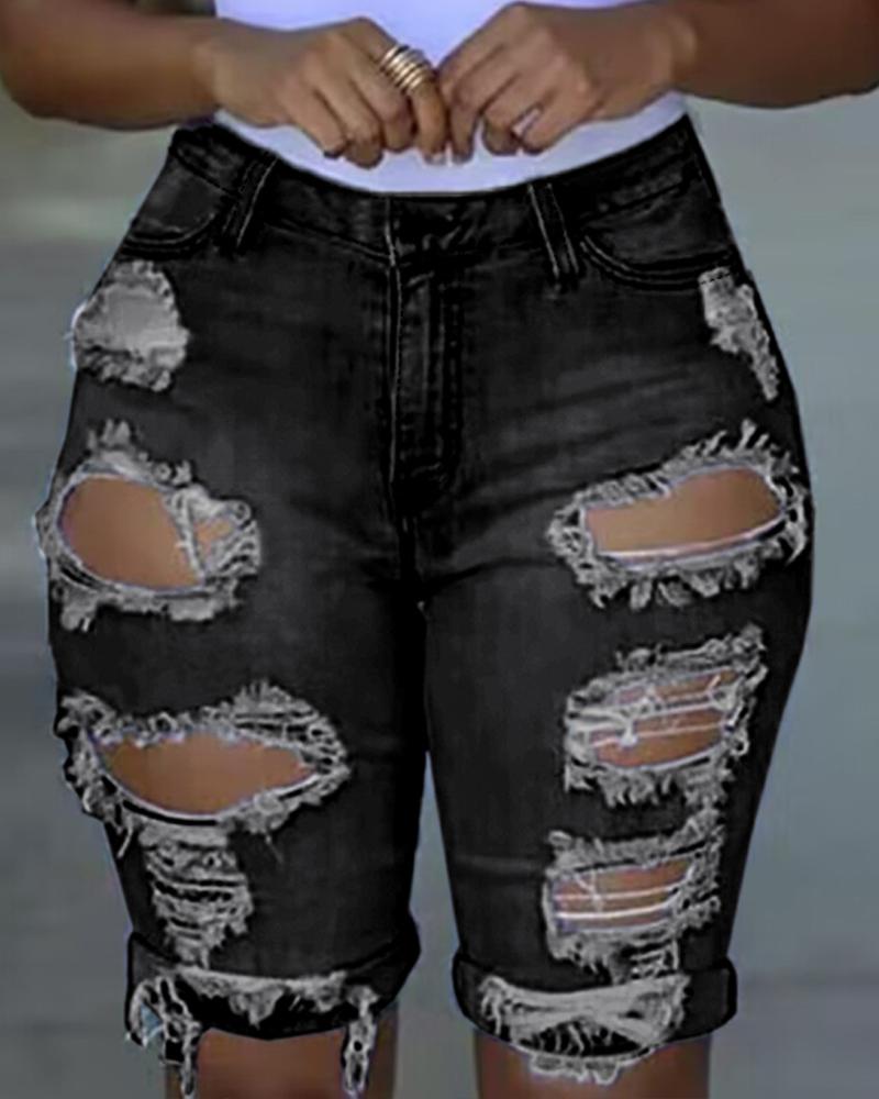 Ripped Pocket Design Denim Shorts, women Denim Shorts, ChicMe catalog