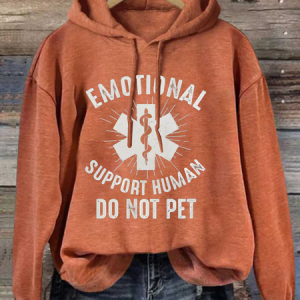 Emotional Support Human Casual Loose Hoodie, Hoodies&Sweatshirts, Lilicloth.com