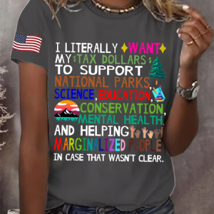 Women's Support National Parks Print Round Neck T-Shirt, T-shirts, Lilicloth.com
