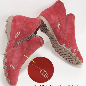Casual Faux Fur Cotton-Padded Boots, JustFashionNow Boots, color:Red|size:43,