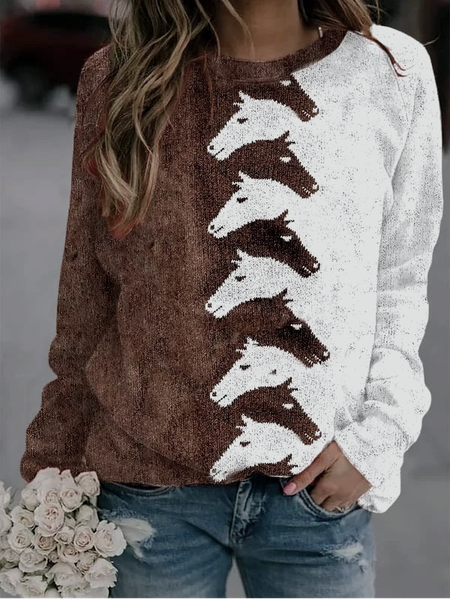 Casual Loose Crew Neck Sweatshirt, Hoodies&Sweatshirts, Lilicloth.com - Image 2