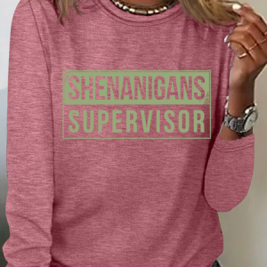 Shenanigans Supervisor Casual Long Sleeve Shirt, Long sleeves, Lilicloth.com