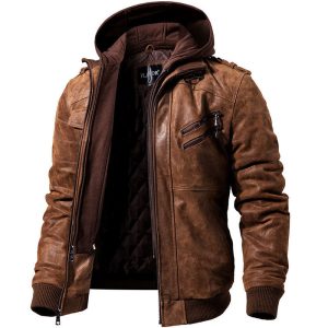 Mens Outdoor Cold-proof Motorcycle Leather Jacket, Jackets&Coats, WAYRATES