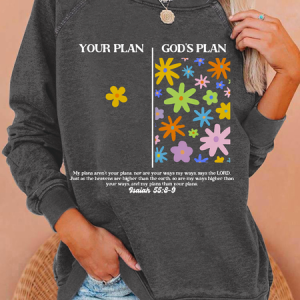 Your Plan And God's Plan Christian Casual Text Letters Sweatshirt, Hoodies&Sweatshirts, Lilicloth.com