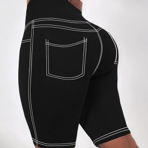 High Waist Yoga Gym Workout Running Shorts Butt Lifting Biker Shorts with Pockets, women Leggings, ChicMe catalog