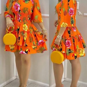 Tropical Print Off Shoulder Casual Dress, women Print Dresses, ChicMe catalog