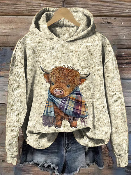 Women's West Highland Cow Print Casual Sweatshirt, Hoodies&Sweatshirts, Lilicloth.com - Image 4