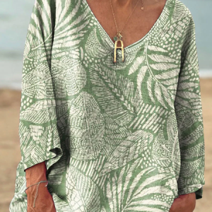 V Neck Cotton Regular Fit Casual T-Shirt, Long sleeves, Lilicloth.com