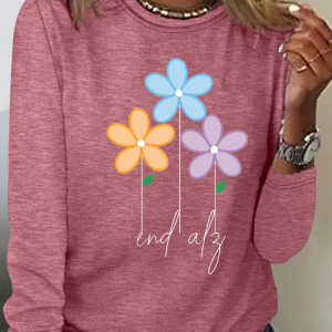 Alzheimers Flowers Casual Long Sleeve Shirt, Long sleeves, Lilicloth.com