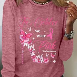 Breast Cancer Cancer Support Long Sleeve Shirt, Long sleeves, Lilicloth.com