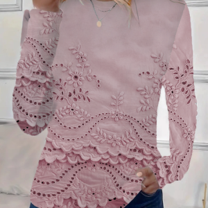 Women's Long Sleeve T-shirt Spring/Fall Pink Floral Printing Jersey Crew Neck Daily Going Out Casual Top, Long sleeves, Lilicloth.com