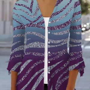 Women's Spring/Fall Outerwear Casual Geometric Jersey Shawl Jacket, JustFashionNow Coats, color:Purple|size:XXL,