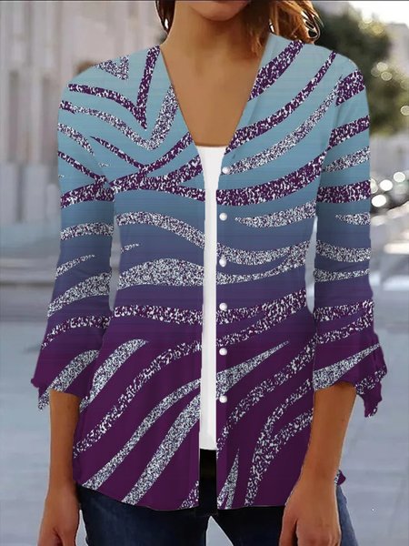 Women's Spring/Fall Outerwear Casual Geometric Jersey Shawl Jacket, JustFashionNow Coats, color:Purple|size:XXL,