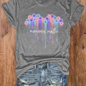 Women's Memories Matter End ALZ Alzheimer's Awareness Print T-Shirt, T-shirts, Lilicloth.com