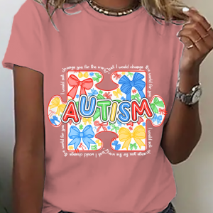 Autism Awareness Coquette Cotton T-Shirt, T-shirts, Lilicloth.com