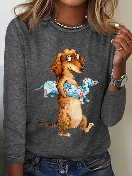 Funny Dog Cotton-Blend Casual Long Sleeve Shirt, Long sleeves, Lilicloth.com - Image 2