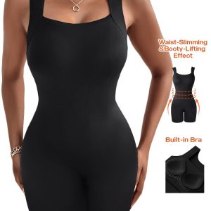 Seamless Square Neck Sleeveless Tank Top Tummy Control Bodysuit Romper, women Rompers, ChicMe catalog