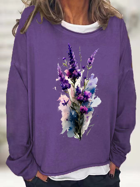 Purple Flower Alzheimer's Awareness Casual Sweatshirt, Hoodies&Sweatshirts, Lilicloth.com - Image 3
