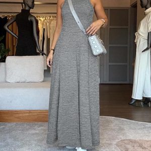 Round Neck Sleeveless Tank Dress Casual A Line Waist Flared Maxi Dress, women Maxi Dresses, ChicMe catalog