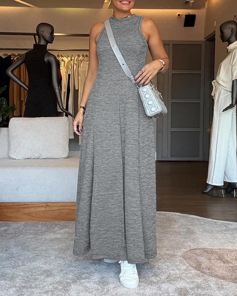 Round Neck Sleeveless Tank Dress Casual A Line Waist Flared Maxi Dress, women Maxi Dresses, ChicMe catalog