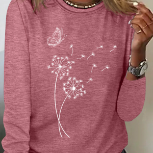 Dandelion Wild Flower Casual Long Sleeve Shirt, Long sleeves, Lilicloth.com