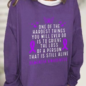 Dementia Awareness Month Butterfly Warrior Alzheimers Casual Sweatshirt, Hoodies&Sweatshirts, Lilicloth.com