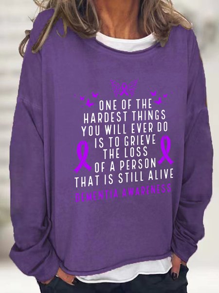 Dementia Awareness Month Butterfly Warrior Alzheimers Casual Sweatshirt, Hoodies&Sweatshirts, Lilicloth.com