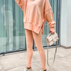 2 Pieces Outfits Round Neck Long Sleeve Top and Casual Slim Fit Pants Workout Set, women Two-piece Sets, ChicMe catalog