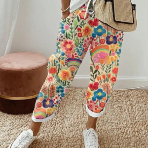 Women's Floral Ankle Pants Pant Casual Spring/Fall Trousers, JustFashionNow Pants, color:As Picture|size:4XL,