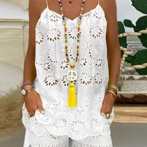 Eyelet Embroidery Tassel Top & Shorts Set, women Two-piece Sets, ChicMe catalog