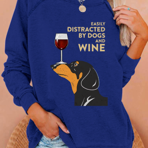 EASILY DISTRACTED Crew Neck Casual Text Letters Sweatshirt, Hoodies&Sweatshirts, Lilicloth.com