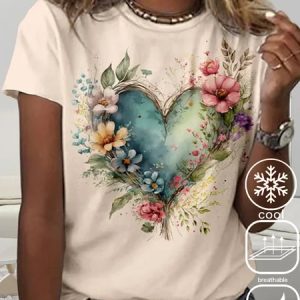 Plus size Text Letters Casual Crew Neck T-Shirt, JustFashionNow T-Shirts, color:Apricot|size:4X,