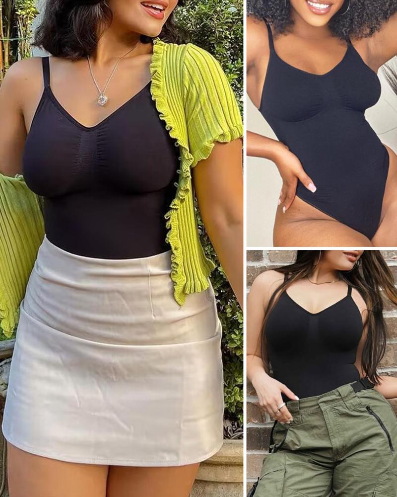 V-Neck Sleeveless Tummy Control Bodysuit High Strechy Seamless Shapewear Bodysuit, women Shapewear, ChicMe catalog - Image 2