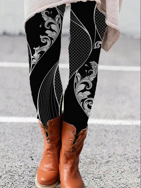 Geometric Print Leggings, Leggings, Lilicloth.com - Image 3