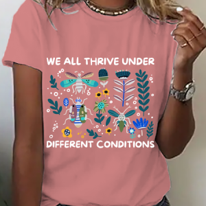 We All Thrive Under Different Conditions Mental Health Awareness Cotton T-Shirt, T-shirts, Lilicloth.com