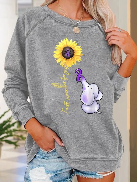 Elephant I Will Remember For You Sunflower Alzheimer Casual Sweatshirt, Hoodies&Sweatshirts, Lilicloth.com - Image 2