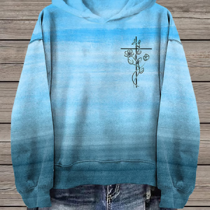 Women's Floral Spring/Fall Printing Long Sleeve Casual Daily Hoodie, JustFashionNow Sweatshirts & Hoodies, color:Blue|size:M,