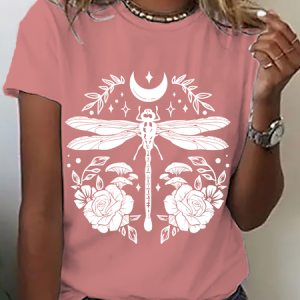 Magic Dragonfly Floral Dragonfly Cotton T-Shirt, T-shirts, Lilicloth.com