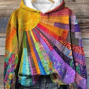 Casual Colorful Sun Pattern Comfy Hoodie, Hoodies & Sweatshirts, color:As Picture|size:3XL, catalog Noracora shop