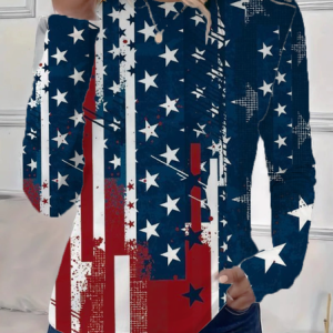 Women America Flag Long Sleeve Tee T-shirt Crew Neck Printing Casual Spring/Fall Graphic Tee Top, JustFashionNow T-Shirts, color:As Picture|size:XXL
