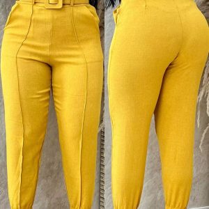 High Waist Tied Detail Pencil Pants Casual Slim Fit Cuffed Business Pantts, women Pants, ChicMe catalog