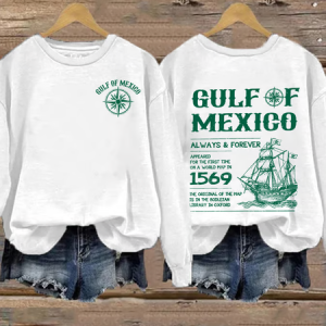 Women's Gulf Of Mexico Printed Sweatshirt, Hoodies&Sweatshirts, Lilicloth.com