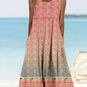 Crew Neck Casual Multicolor Block Dress With No, Dresses, Lilicloth.com