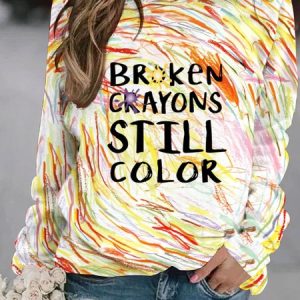 Colorful graffiti text letter printed casual women's pullover sweatshirt, Hoodies&Sweatshirts, Lilicloth.com