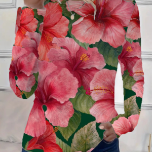 Women's Floral Long Sleeve Tee T-shirt Crew Neck Printing Casual Spring/Fall Graphic Tee Top, JustFashionNow T-Shirts, color:As Picture|size:3XL,
