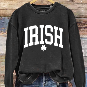 Women's Irish St. Patrick's Day Festival Crew Neck Casual Spring/Fall Long Sleeve Sweatshirt, JustFashionNow Sweatshirts & Hoodies, color:Black|size:5XL,