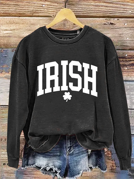 Women's Irish St. Patrick's Day Festival Crew Neck Casual Spring/Fall Long Sleeve Sweatshirt, JustFashionNow Sweatshirts & Hoodies, color:Black|size:5XL,
