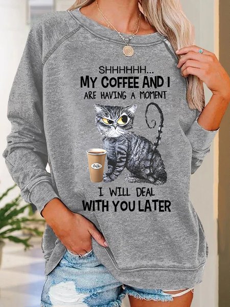 Shhhhhh... My Coffee And I Are Having A Moment Casual Sweatshirt, Hoodies&Sweatshirts, Lilicloth.com - Image 2