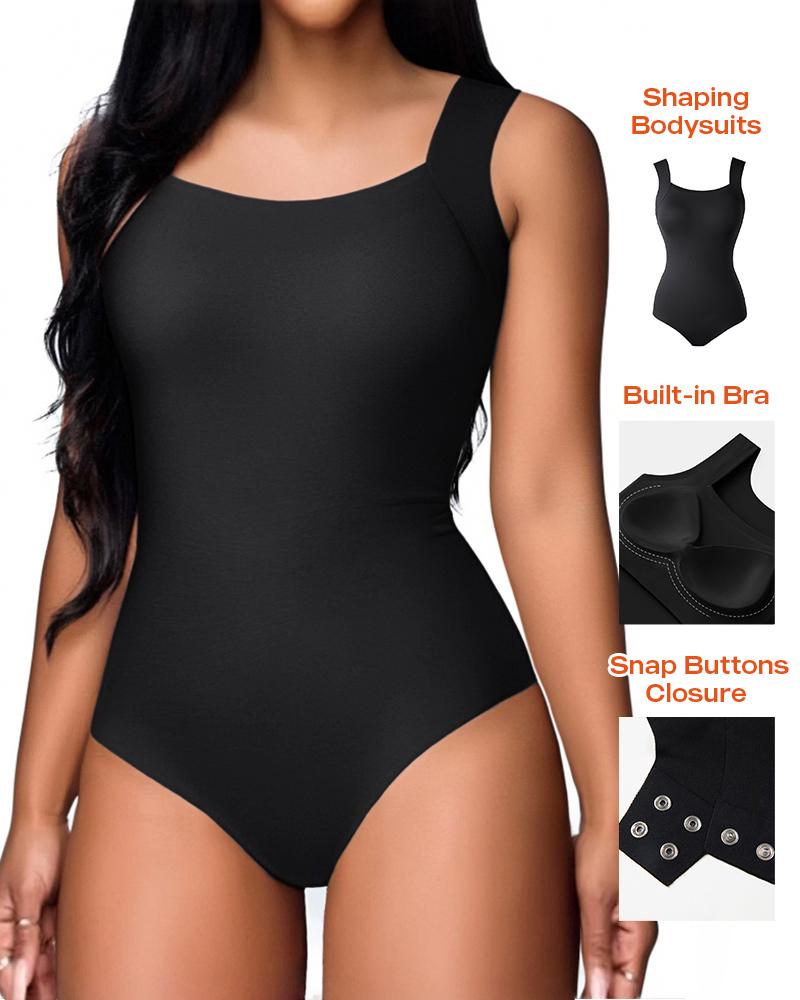 ChicMe ContourX U Neck Shapewear Built-in Bra Sleeveless High Strechy Slim Fit Tank BodySuits, women Bodysuit, ChicMe catalog - Image 2