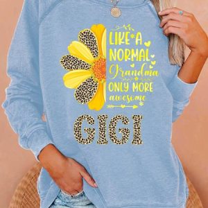 Women's Crew Neck Leopard Simple Spring/Fall Long Sleeve Sweatshirt, JustFashionNow Sweatshirts & Hoodies, color:Light Blue|size:3XL,
